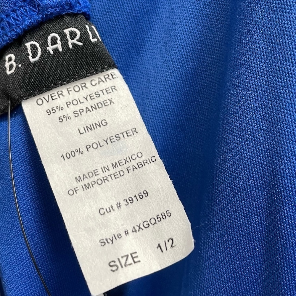 B. Darlin Womens Juniors Scalloped V-Neck Fit & Flare Dress Blue 1/2 - Picture 6 of 8
